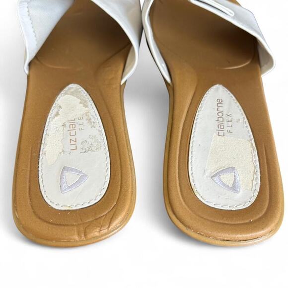 y2k 90's vintage Liz Claiborne White leather slide sandals size 8 - Picture 5 of 8